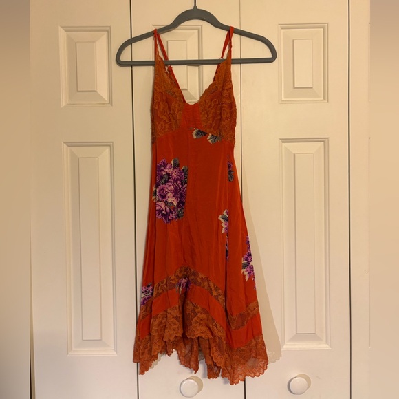 Free People Orange and Purple Lace Midi Dress - Picture 1 of 5
